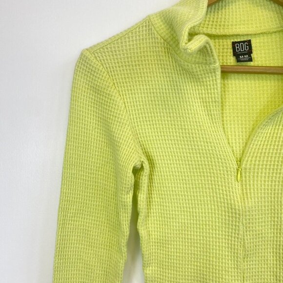 BDG Neon Waffle Knit Quarter Zip Crop Top - Picture 5 of 10